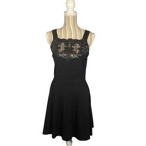 Aqua Black Lace Sleeveless Mesh Upper Dress Women SZ L